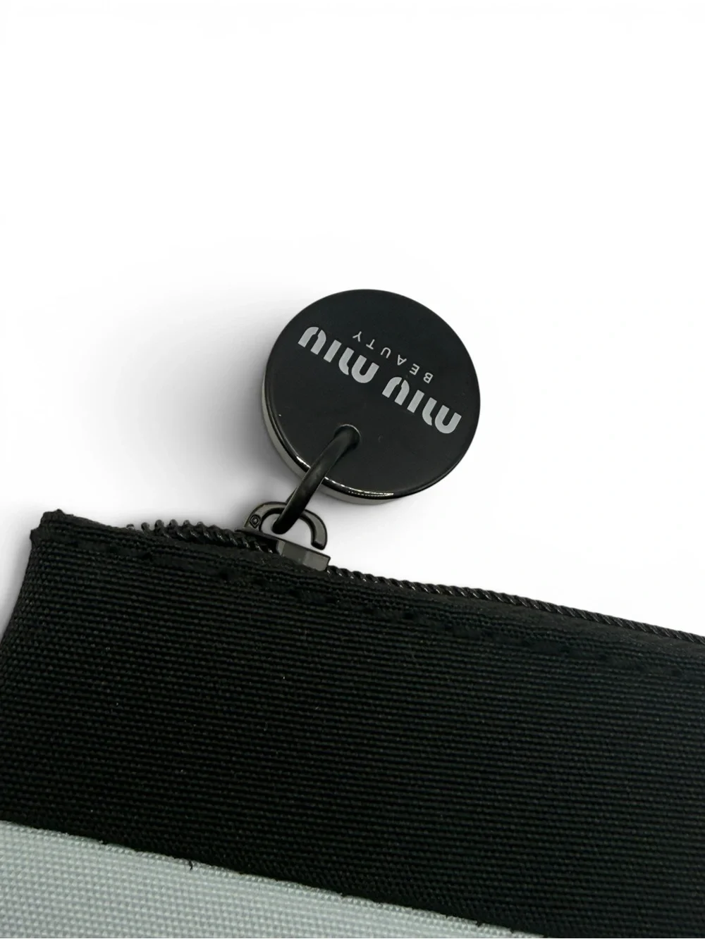 Miu Miu Black and Light Blue Canvas Cosmetic Pouch